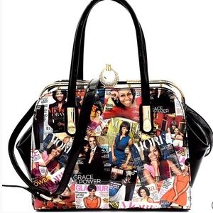 MEZON HANDBAGS Michelle Obama Collage Patent Leather Bag